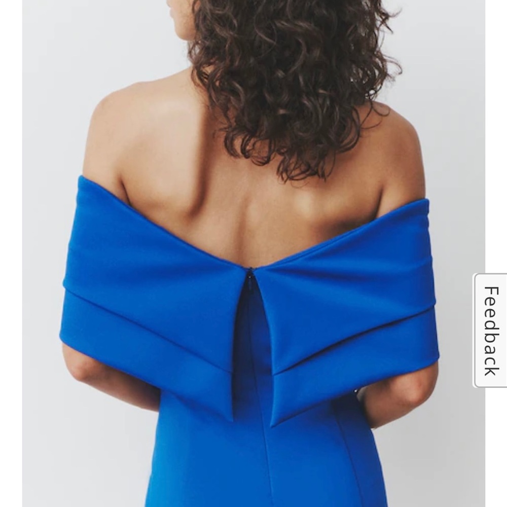 Vince Camuto off shoulder cobalt blue gown